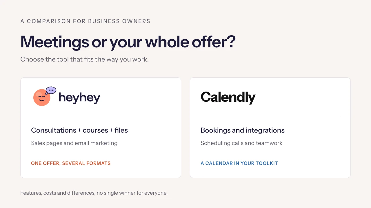 heyhey vs Calendly: consultations, calendar and sales [2026]
